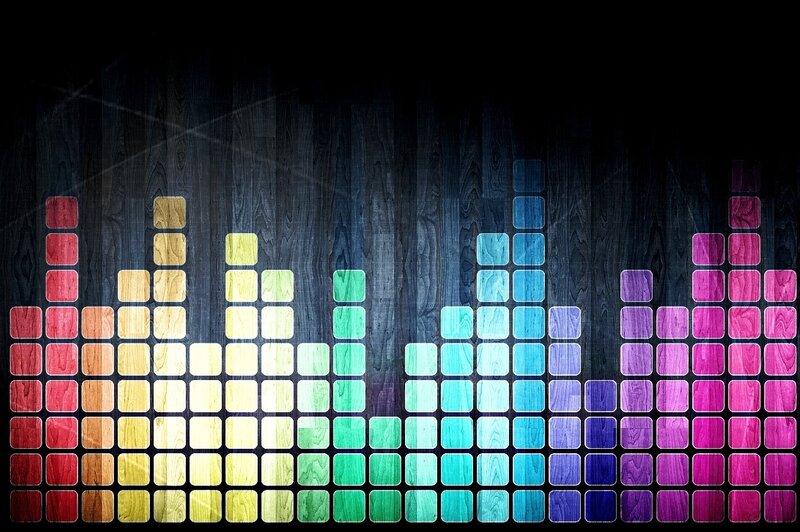 colorful audio equalizer on wood