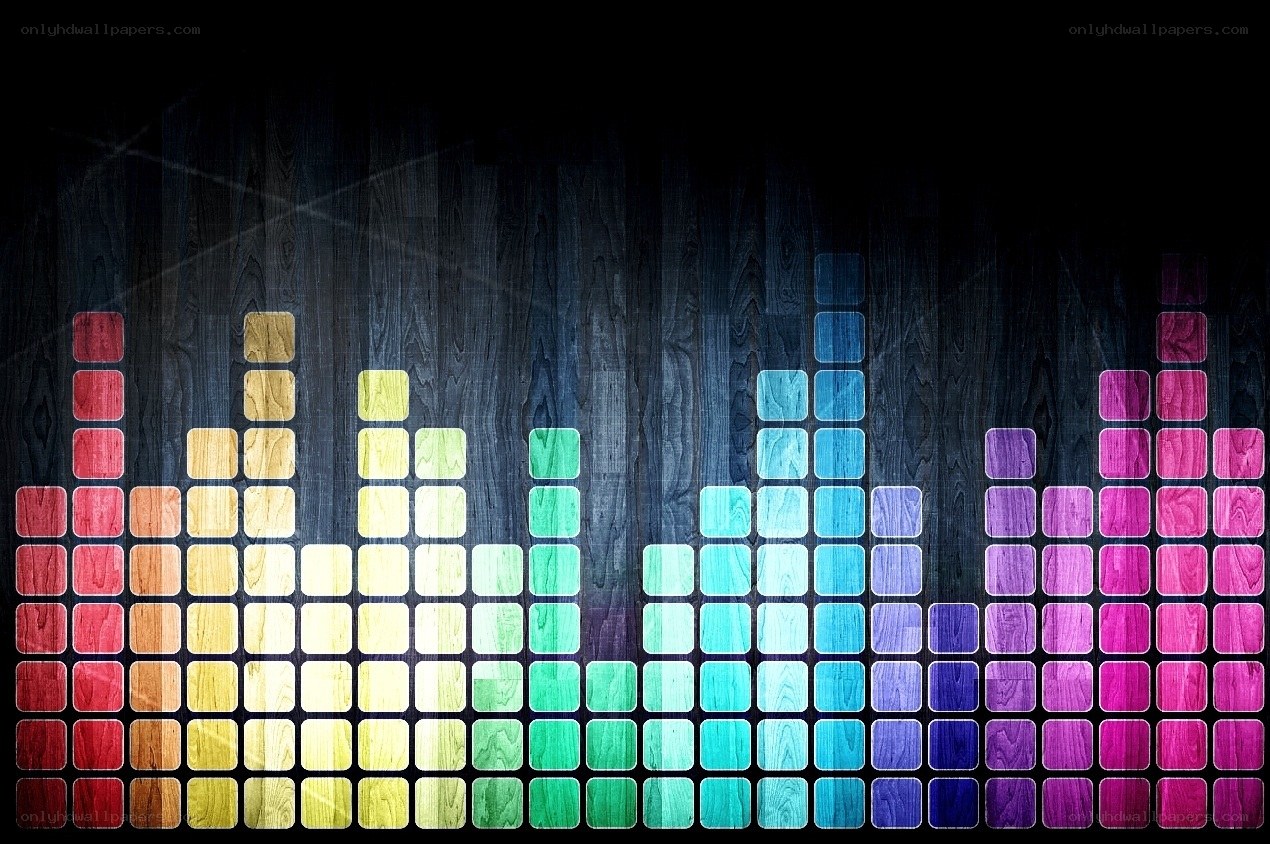 colorful audio equalizer on wood