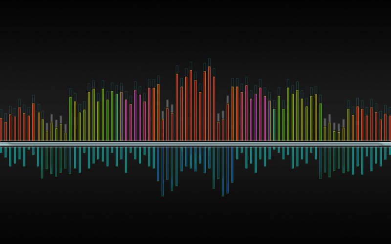Colorful audio waveform display