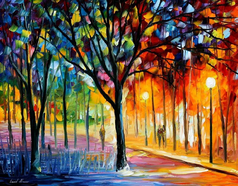 Colorful autumn park scene
