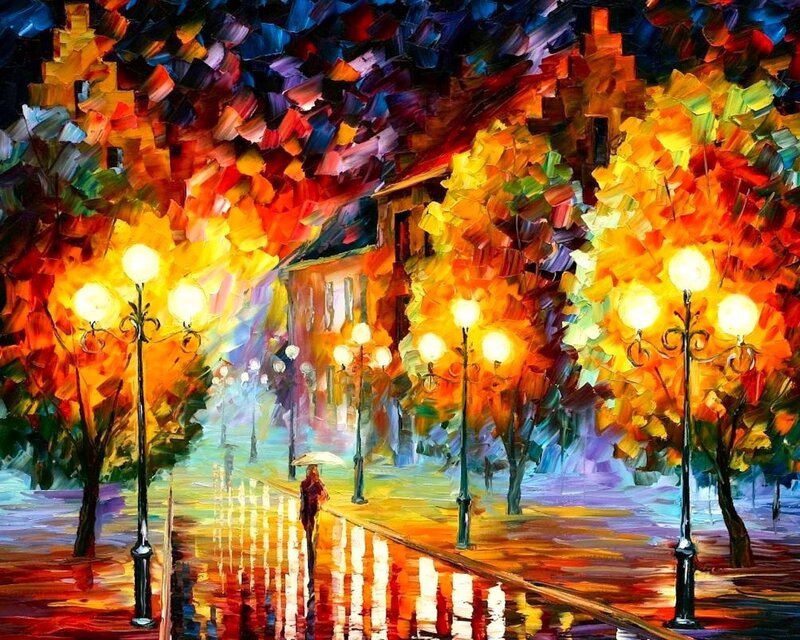 Colorful autumn street scene