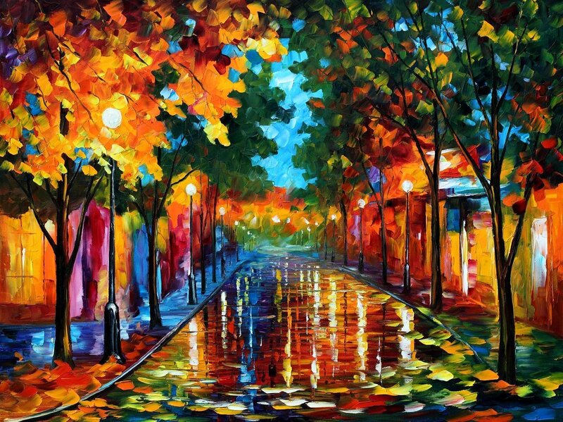 Colorful autumn street scene