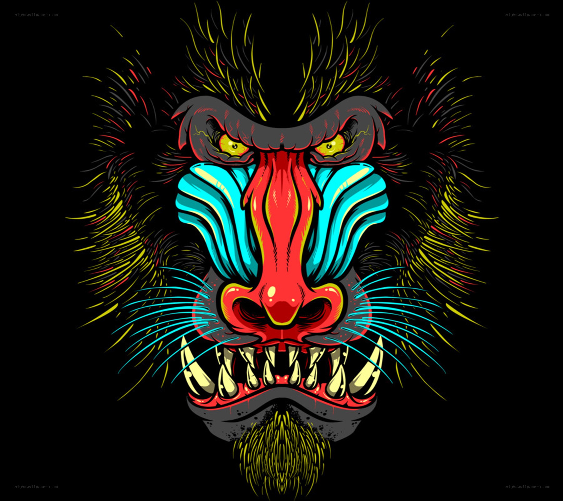 colorful baboon face illustration