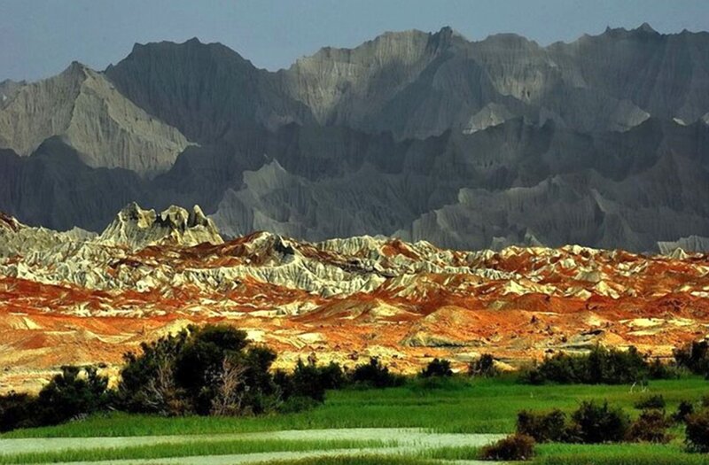 Colorful Badlands Landscape — Green
