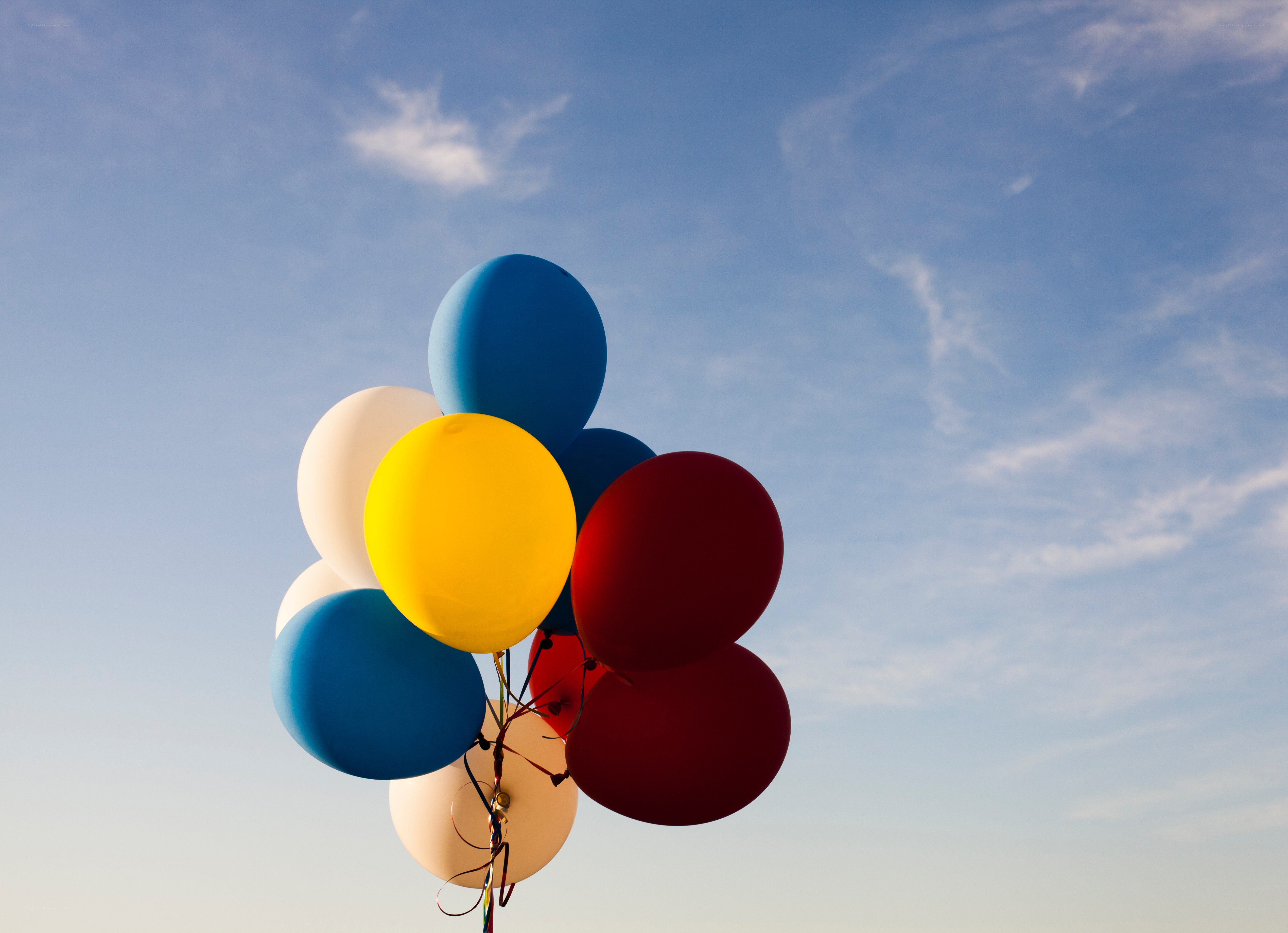 Colorful balloons against blue sky
