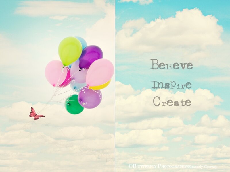 Colorful Balloons and Butterfly