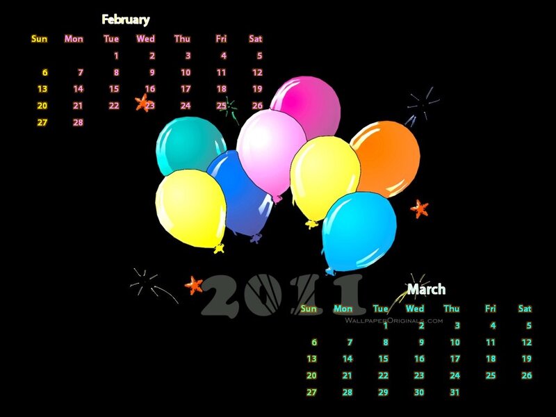 Colorful Balloons and Calendar