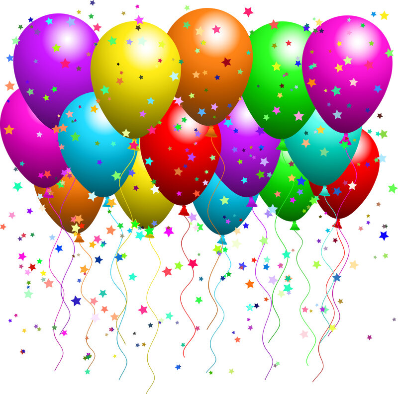 Colorful Balloons and Confetti — Purple