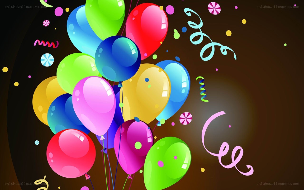 colorful balloons and confetti