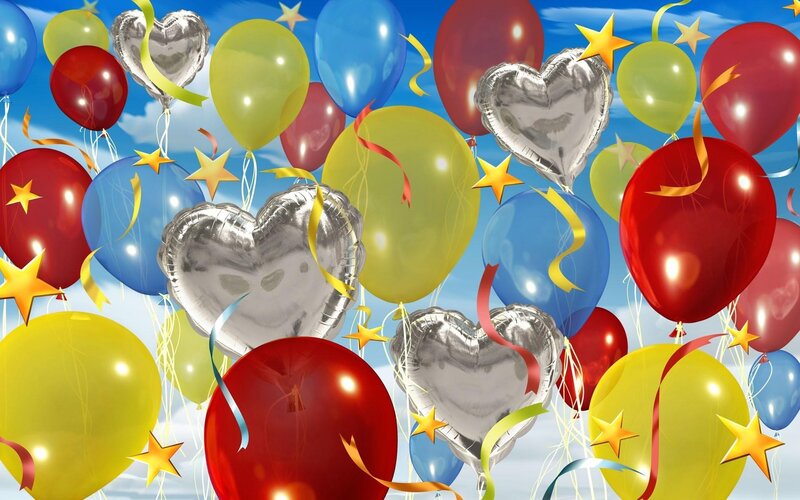 Colorful Balloons and Stars — Red
