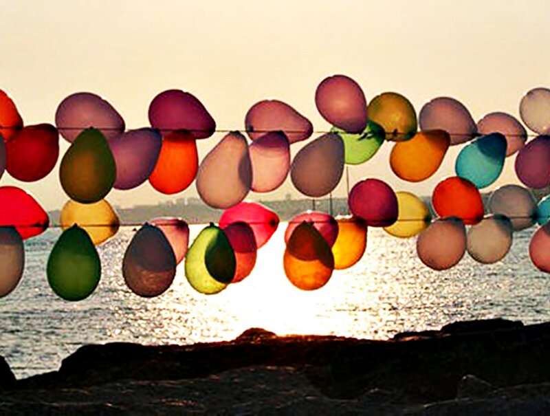 Colorful Balloons at Sunset