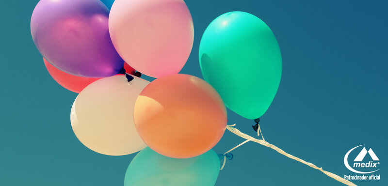 Colorful Balloons Floating — Blue, Calm, Photograph