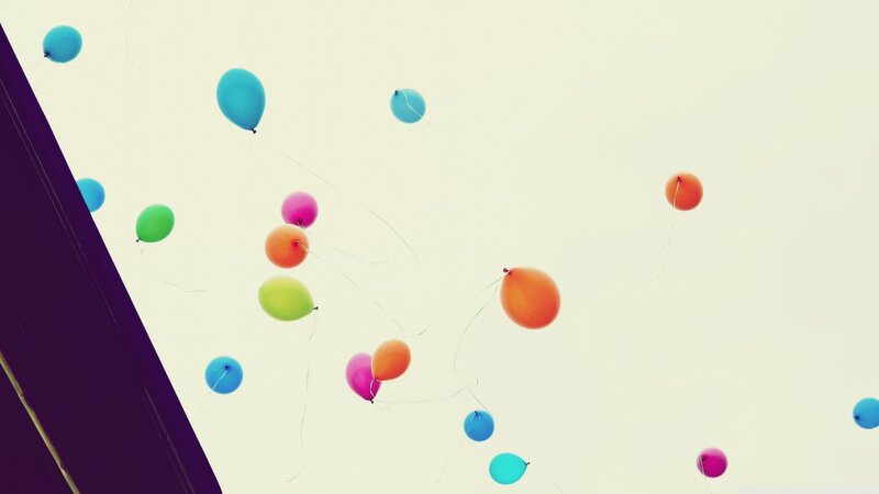Colorful Balloons Floating — Blue, Calm
