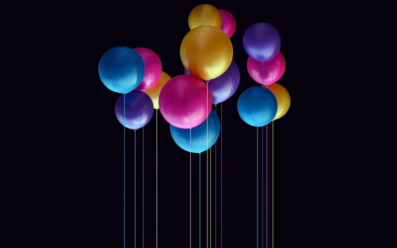 Colorful Balloons Floating — Blue, Celebratory