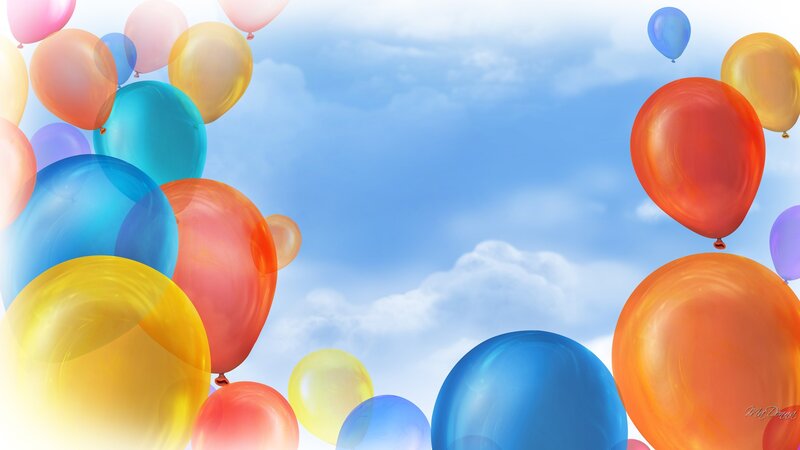 Colorful Balloons Floating — Blue, Festive, Afternoon