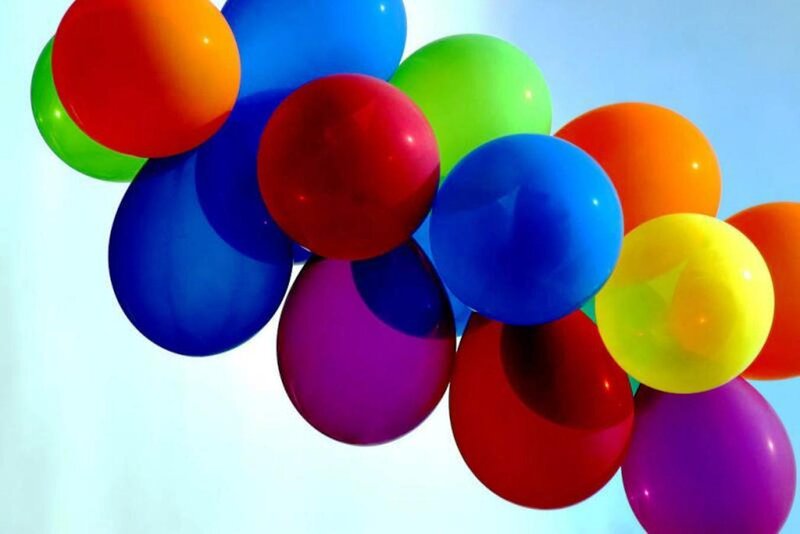Colorful Balloons Floating — Blue, Festive