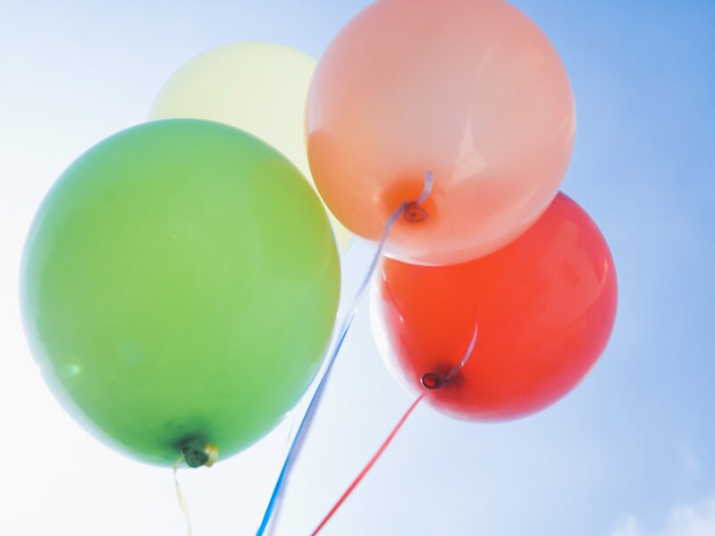Colorful Balloons Floating — Green, Cheerful