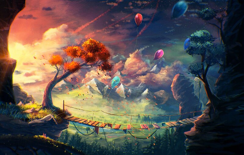 Colorful Balloons Floating — Orange