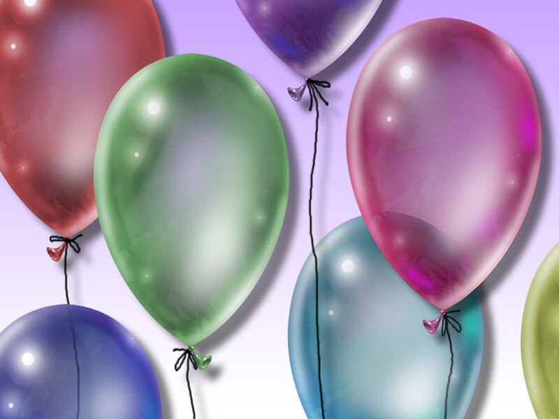 Colorful Balloons Floating — Purple