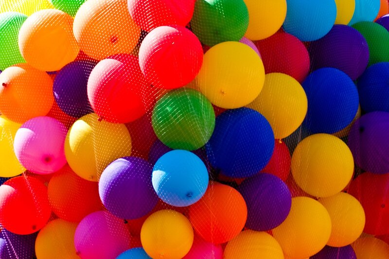 Colorful Balloons in Net