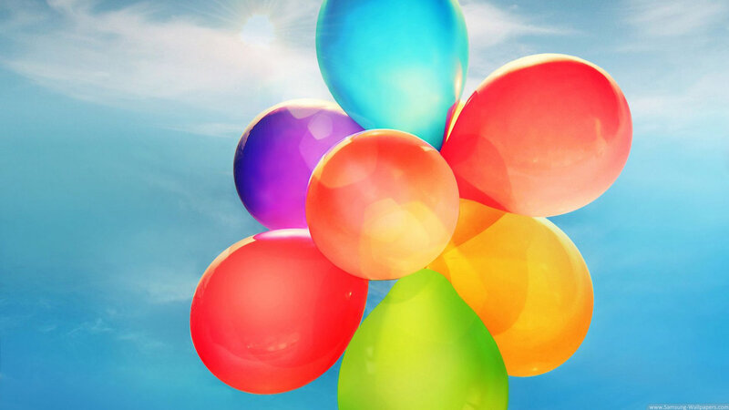 Colorful Balloons in Sky — Blue, Bright, Afternoon