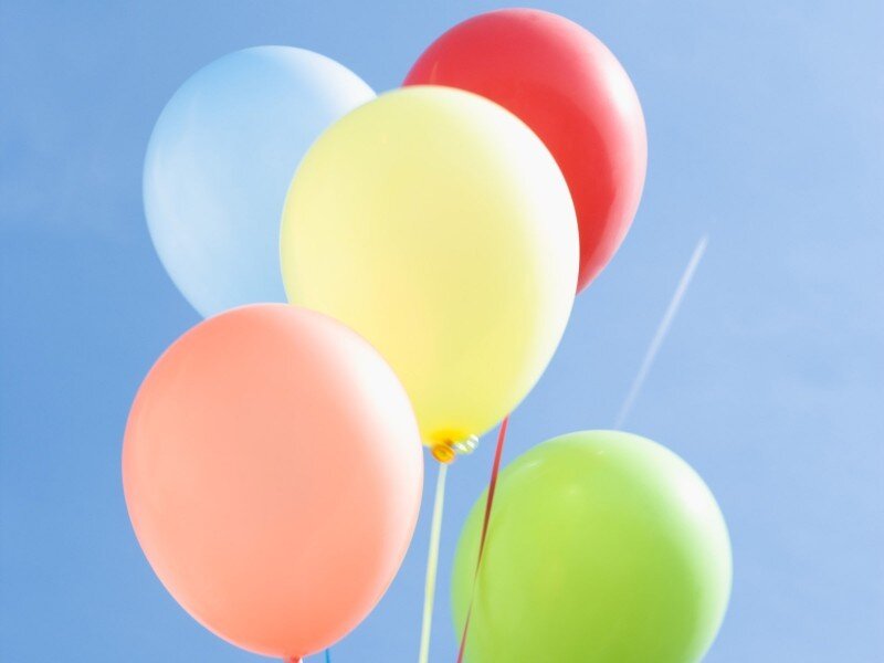 Colorful Balloons in Sky — Blue, Cheerful