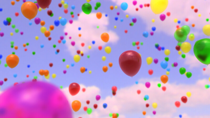 Colorful Balloons in Sky — Blue, Festive, Afternoon, 3d Render