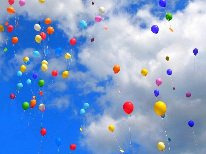 Colorful Balloons in Sky — Blue, Festive, Afternoon