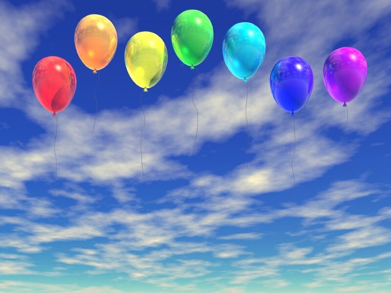 Colorful Balloons in Sky — Blue, Serene