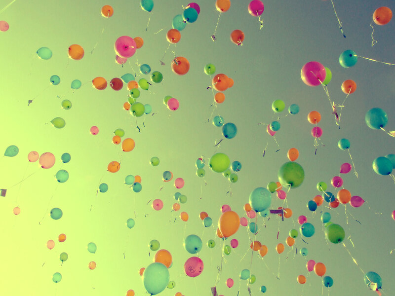 Colorful Balloons in Sky — Green