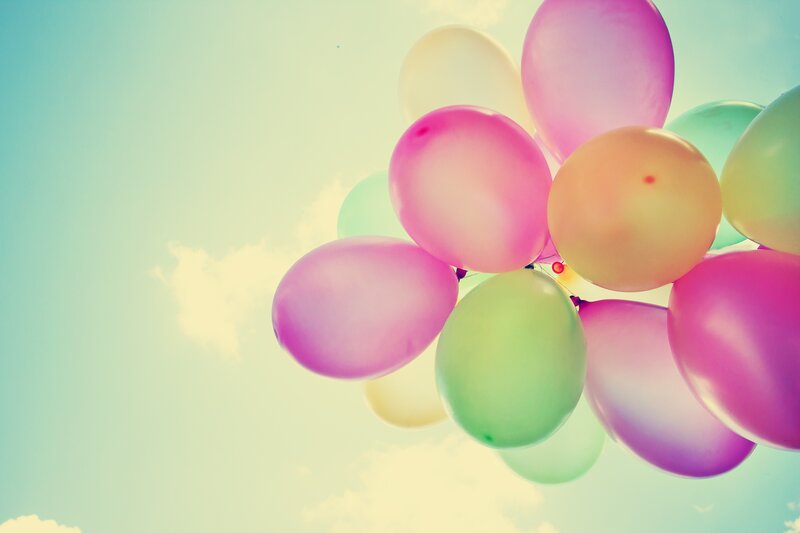 Colorful Balloons in Sky — Pink