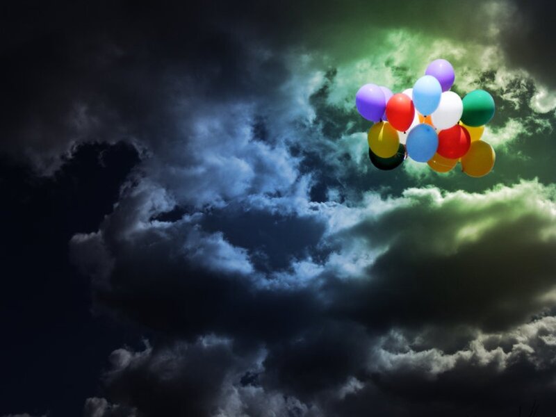 Colorful Balloons in Sky — Purple
