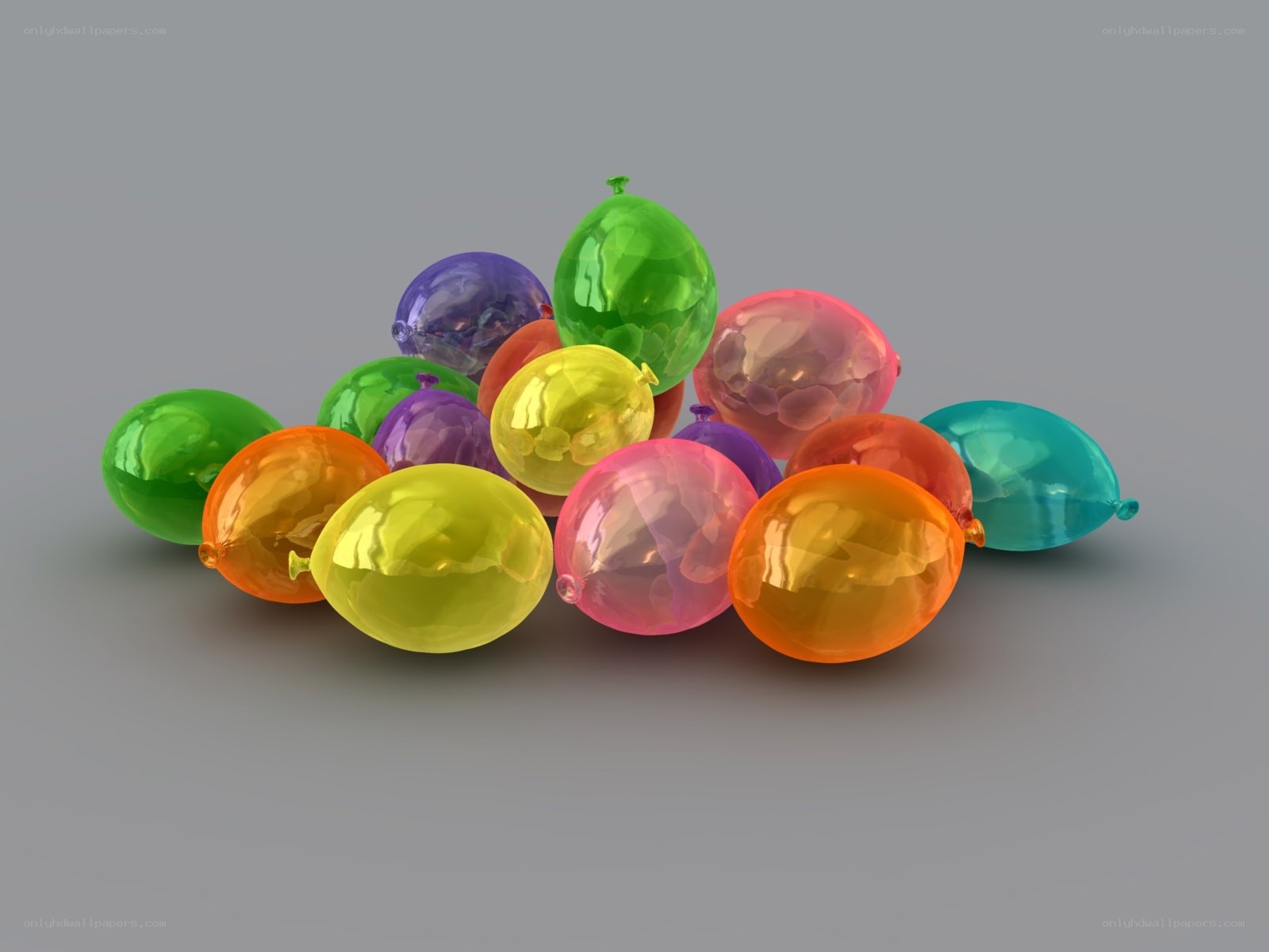 Colorful balloons on gray background