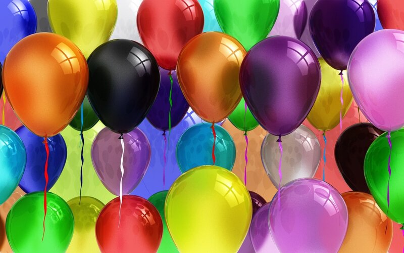 Colorful Balloons — Red, Festive, Digital Art