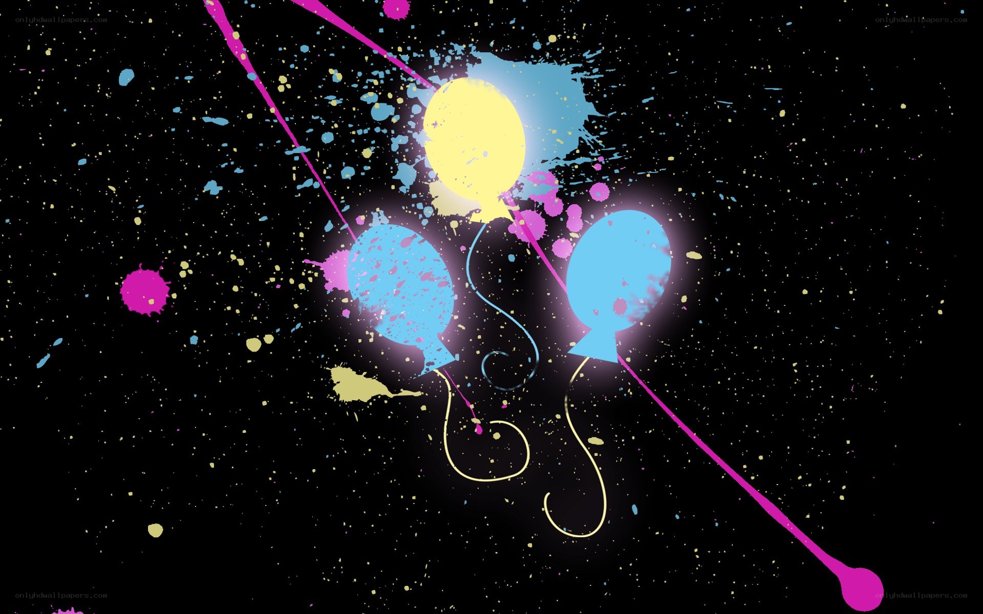 colorful balloons splatter art
