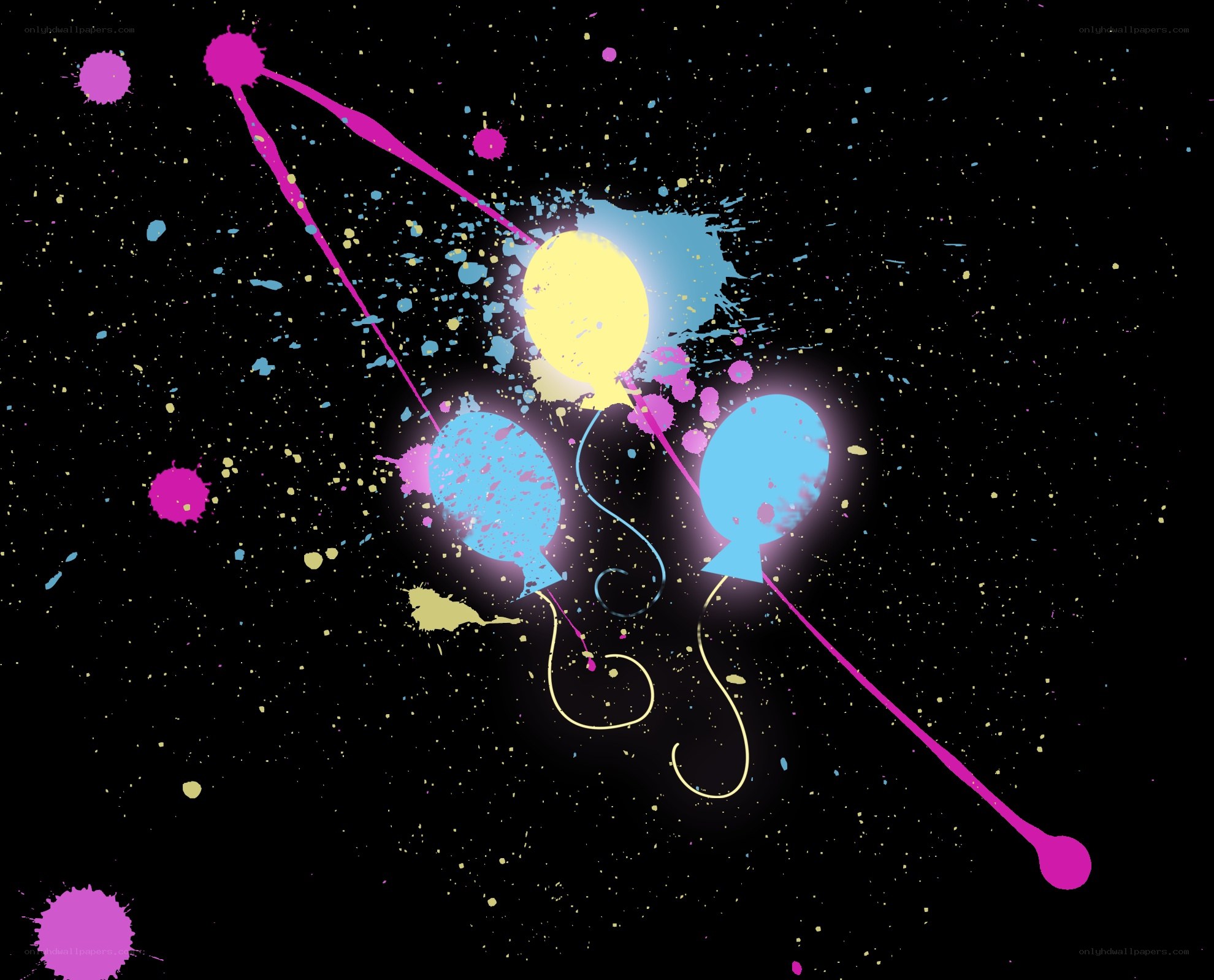 colorful balloons splatter art