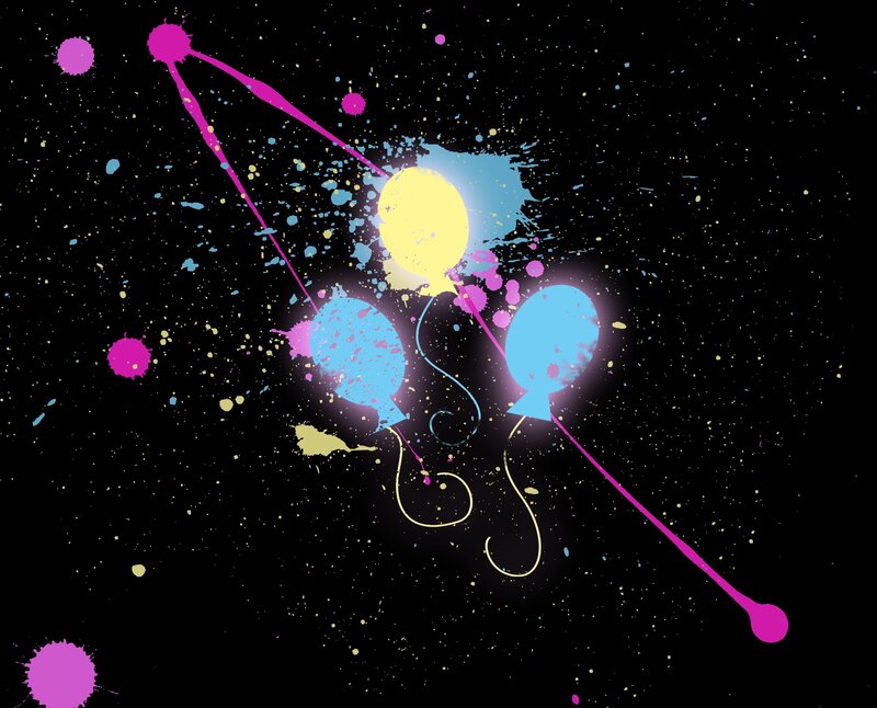 Colorful Balloons Splatter — Black