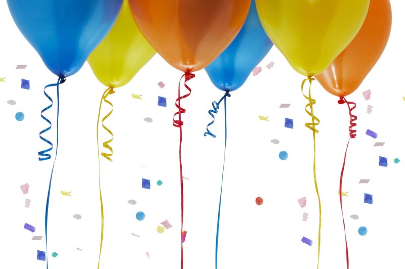 Colorful Balloons with Confetti