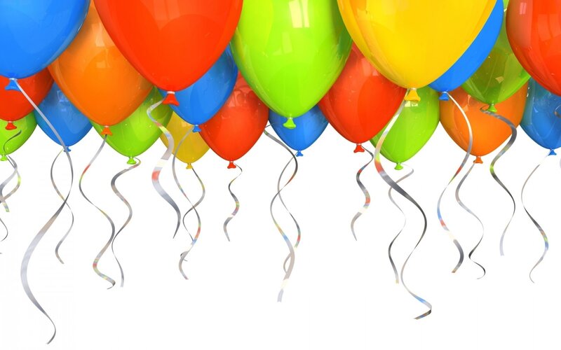 Colorful Balloons with Ribbons — Red