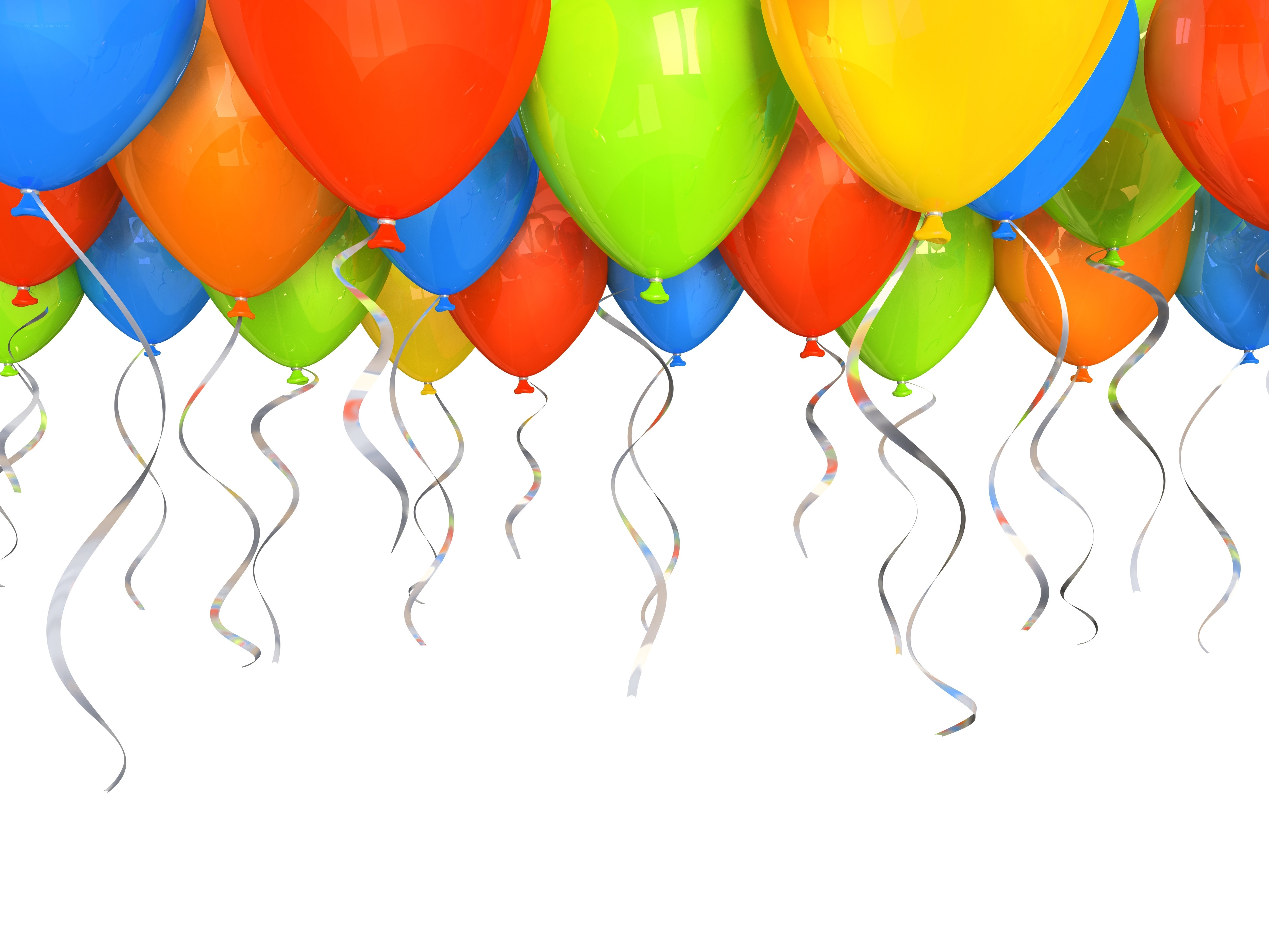 Colorful balloons with ribbons