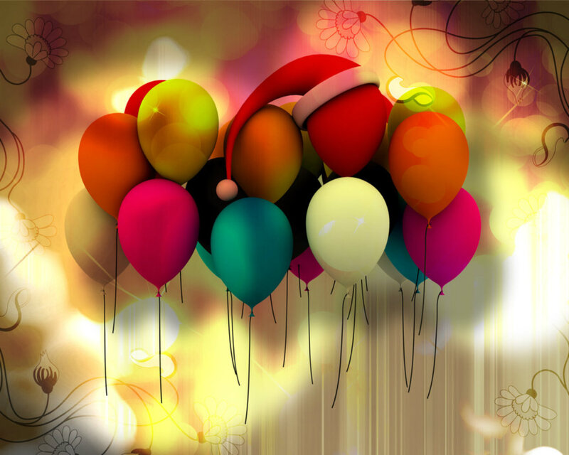 Colorful Balloons with Santa Hat — Yellow