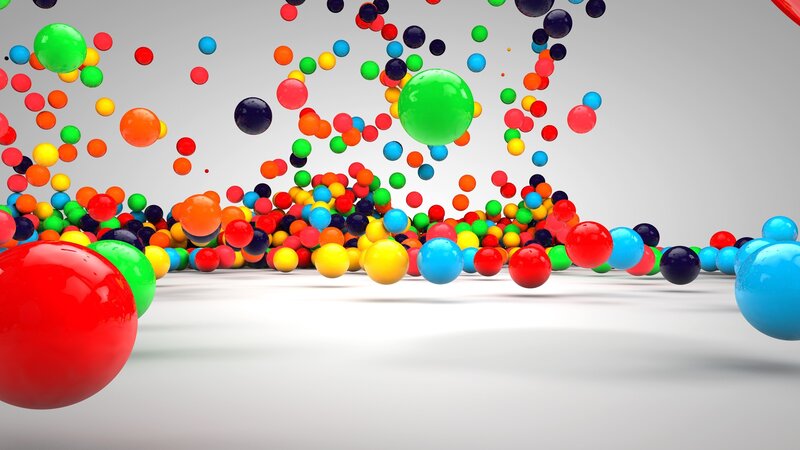 Colorful Balls Falling — Red, Playful