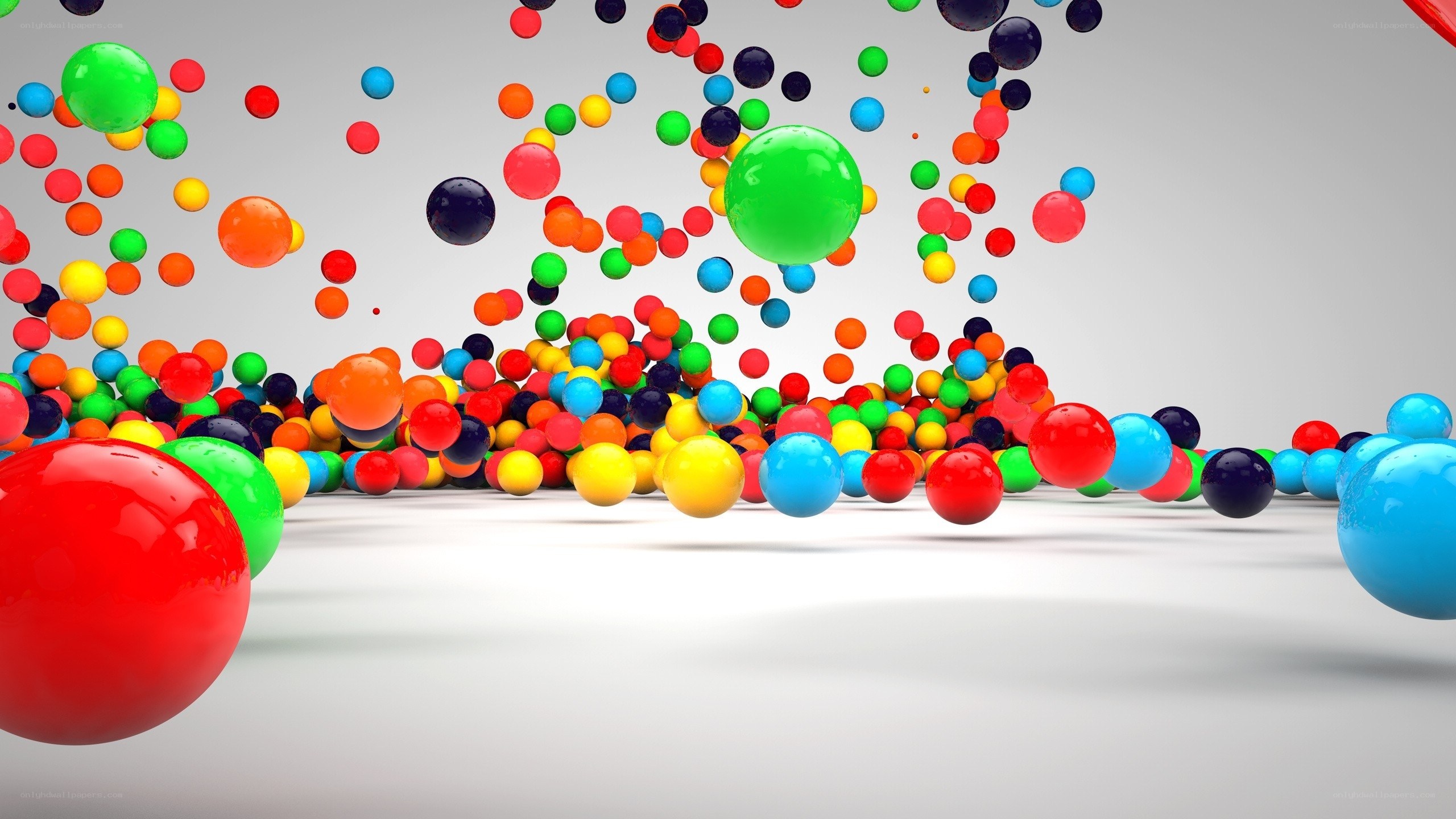 Colorful balls falling