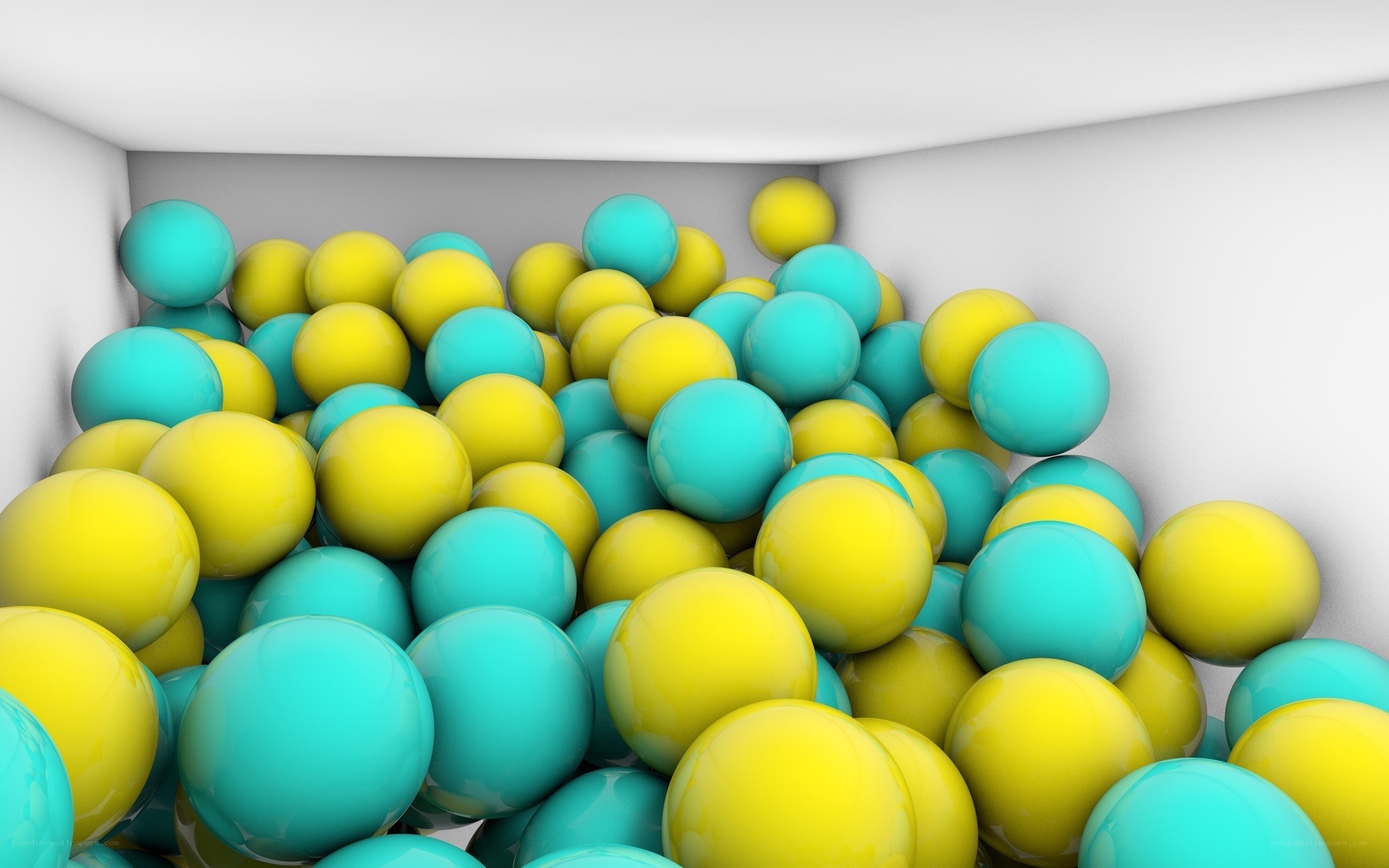 Colorful balls in a corner