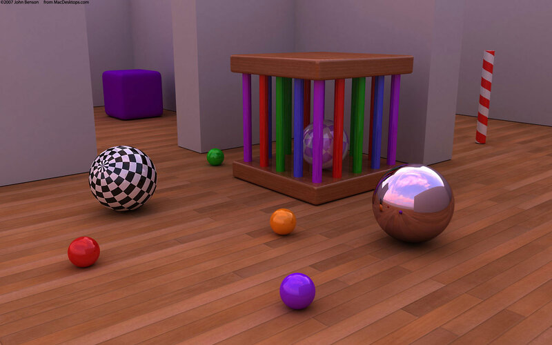 Colorful balls in a room