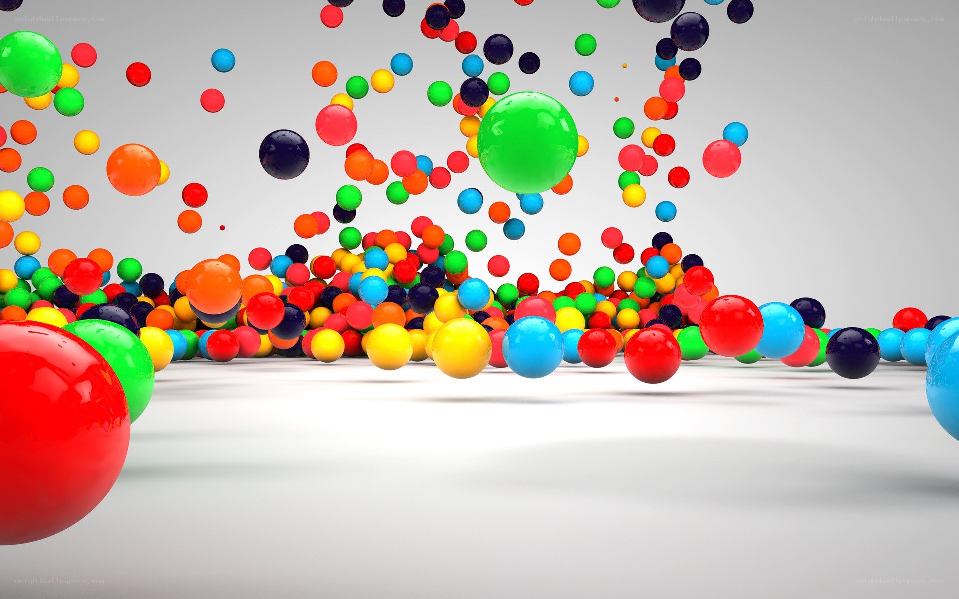 Colorful balls in motion