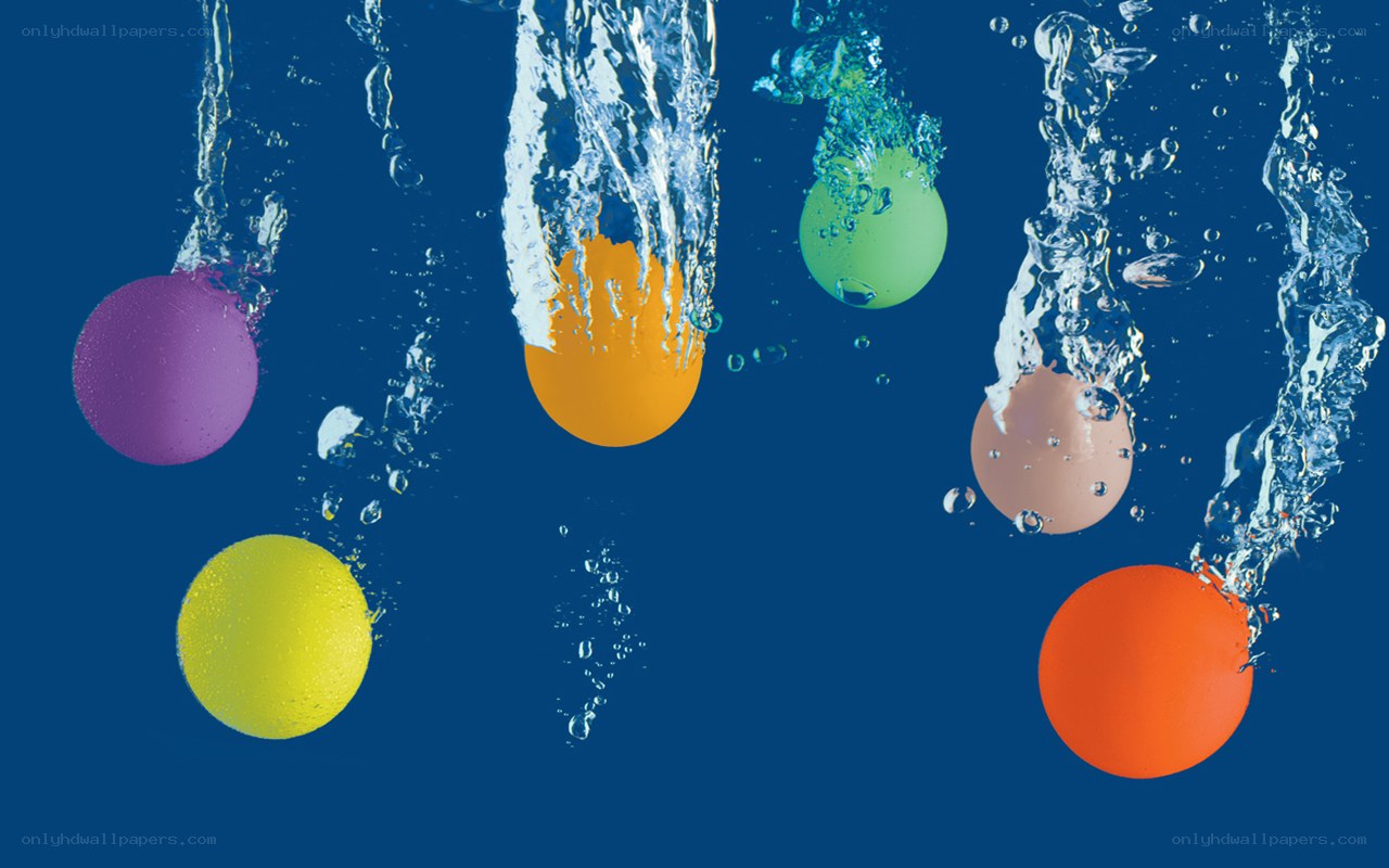 colorful balls in water