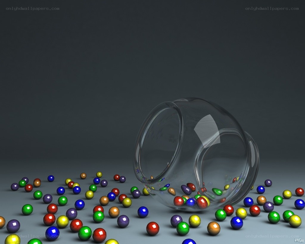 Colorful balls spilled from a jar