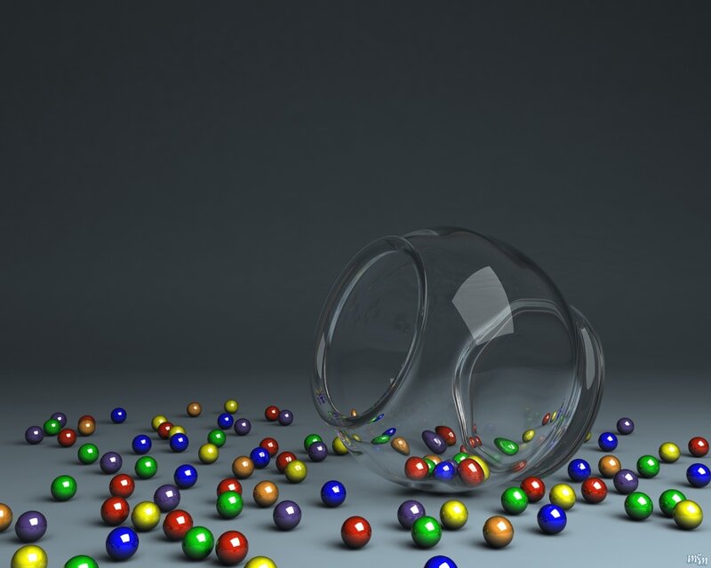 Colorful Balls Spilling — Gray