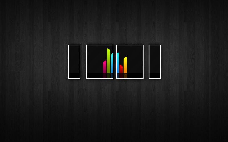 colorful bars on dark wood